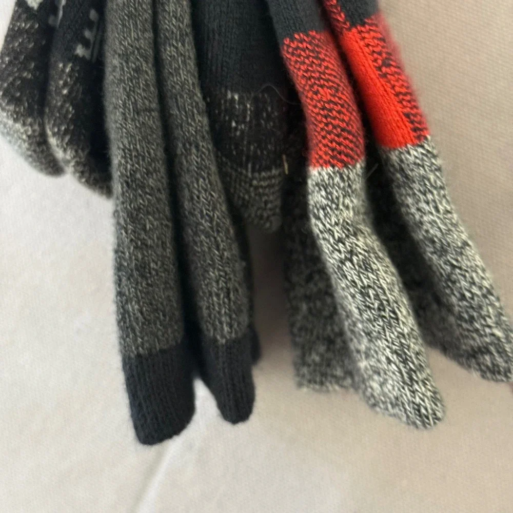 Eddie Bauer Womens Thermal Crew Socks 2 Pair Pack Red Buffalo‎ Plaid Gray 5-10